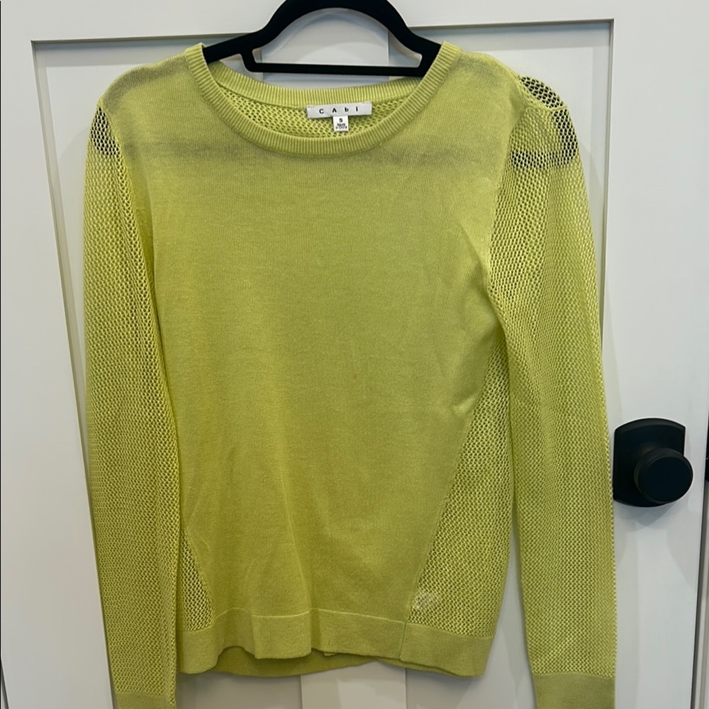 CAbi | Green/Yellow Crew Neck Sweater (Size small)